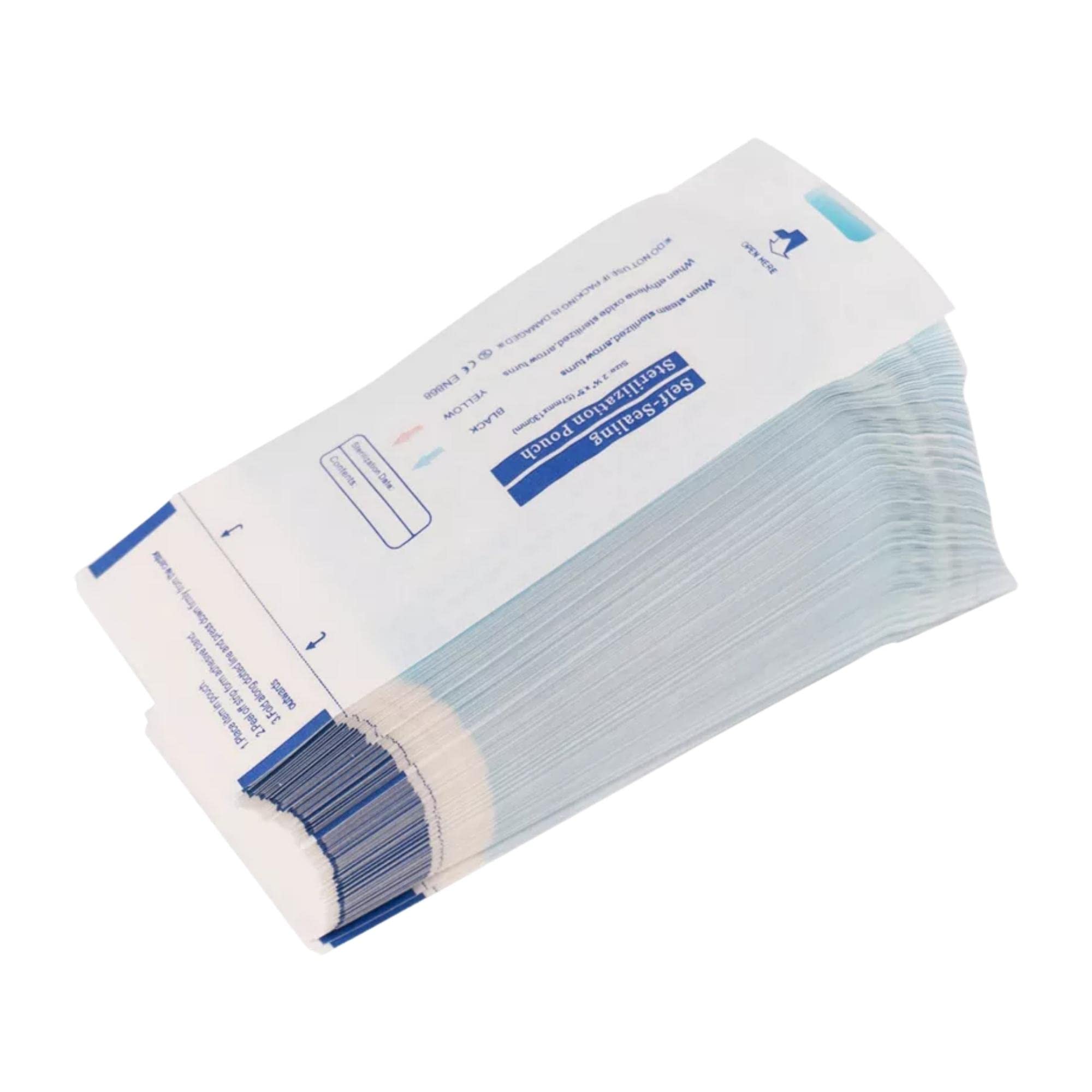 Bolsas de Esterilización Autoadhesivas 200 uds 90x260mm para Herramientas Dentales Tatuajes Manicura
