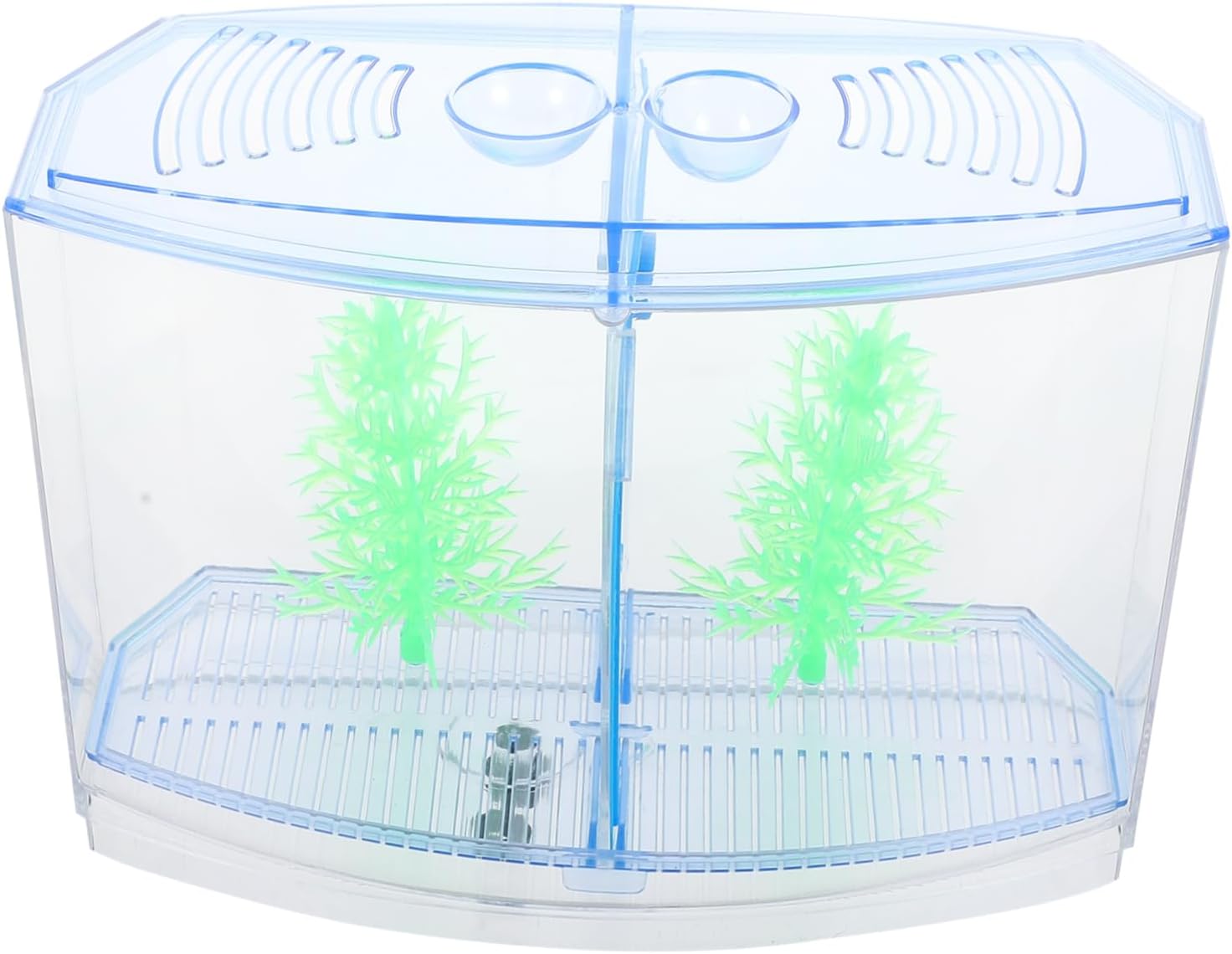 Transparent Acrylic Fish Breeding Tank Small Compact Aquarium for Goldfish and Shrimp with Dual Compartments Easy to Clean Fish Tank Decor for Spawning and Hatching