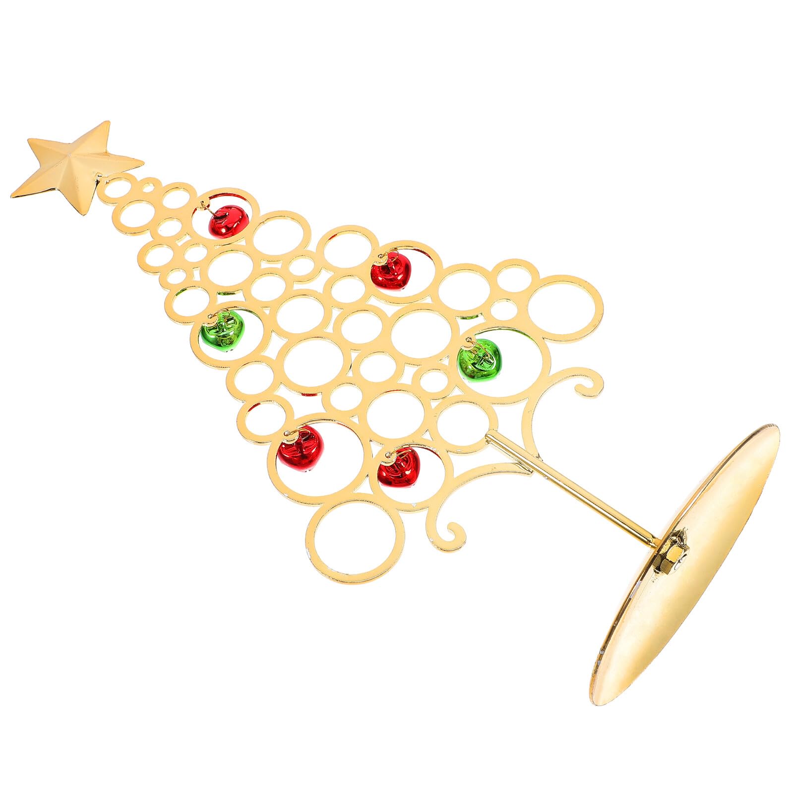 Árbol de Navidad de hierro dorado HOODANCOS de 32 cm con soporte metálico y campanas