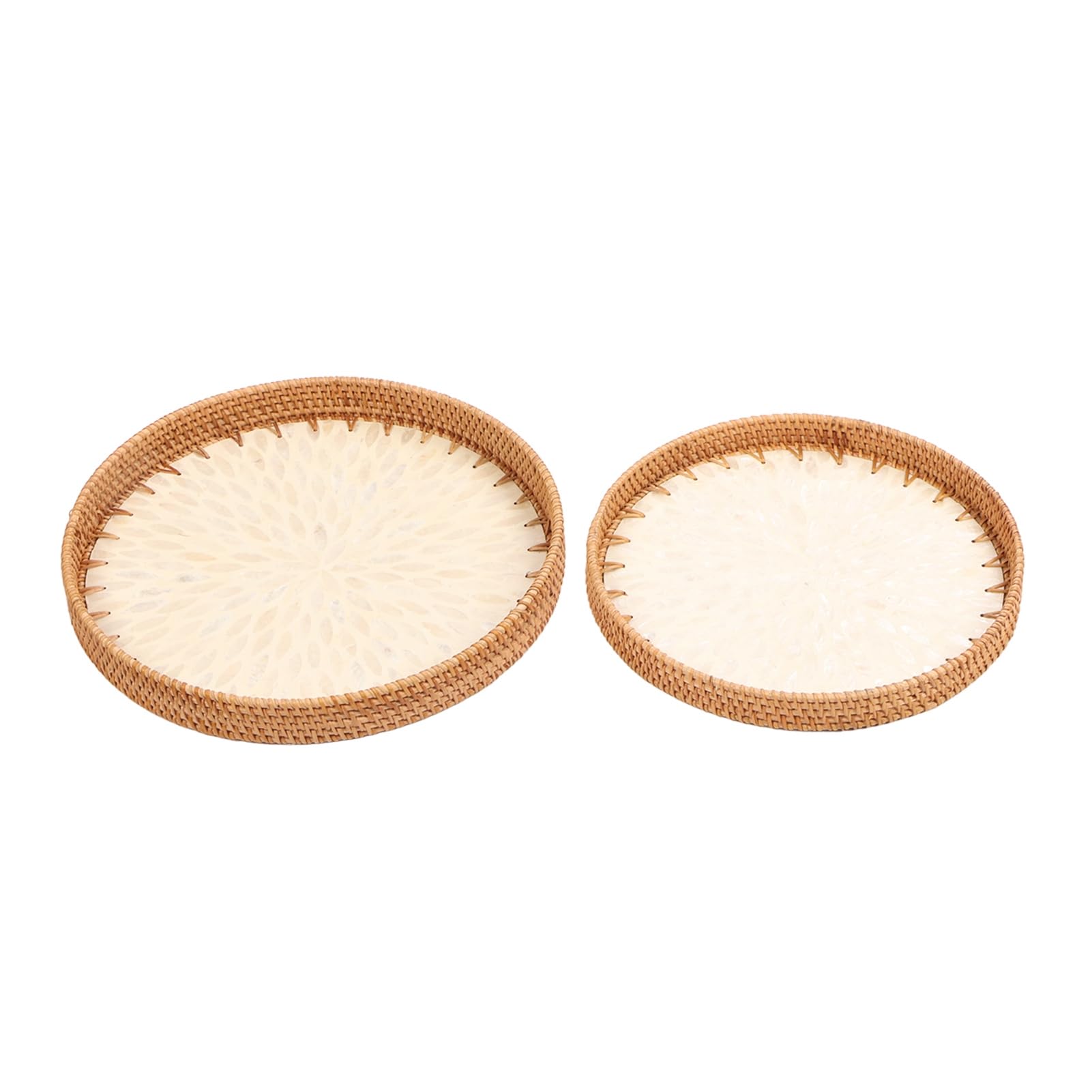 Bandeja de Ratán Hecha a Mano, Bandeja de Aperitivos Tejida de Estilo Artístico Tradicional para Alimentos y Frutas con Gran Capacidad, Diseño Elegante y Decoración única (Blanco)