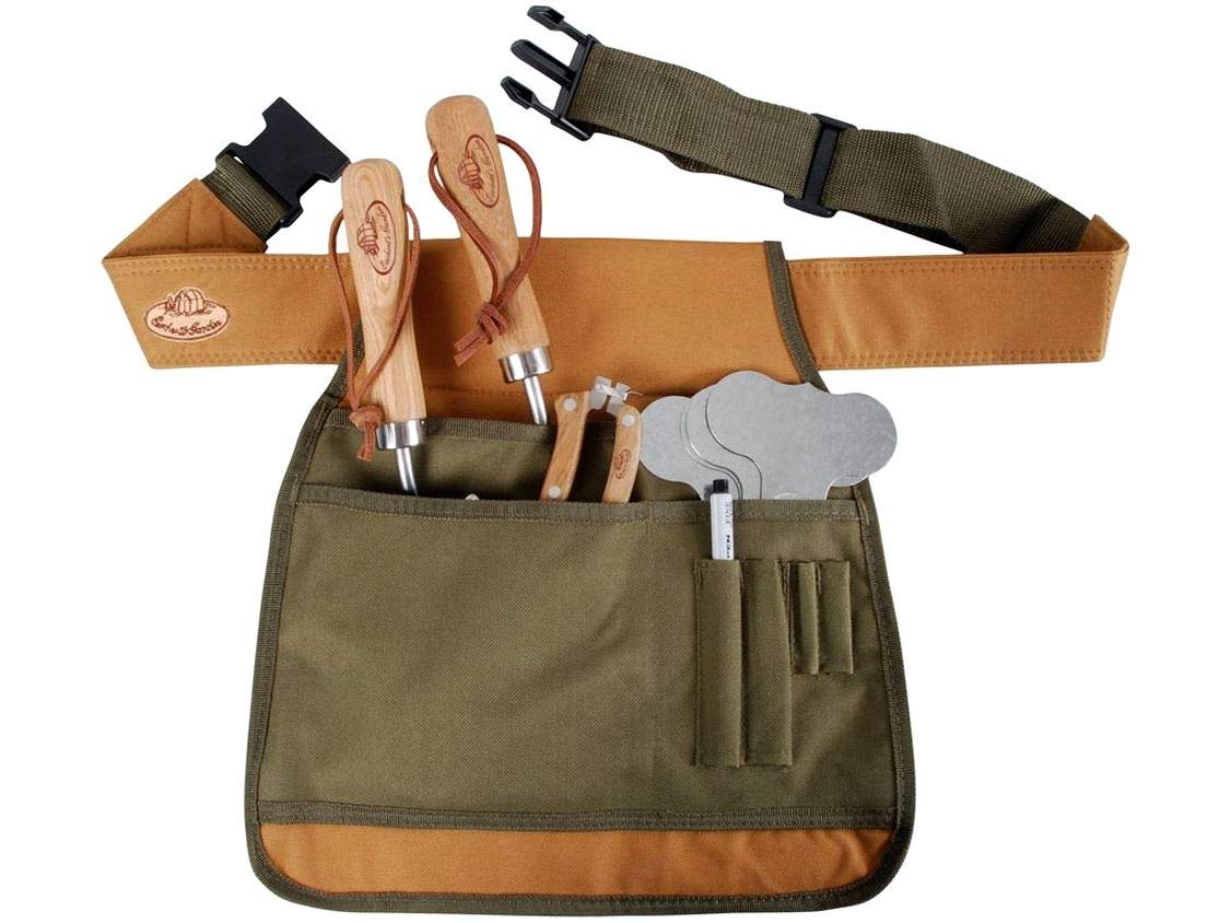 Esschert Design Canvas Tool Belt,tan/green