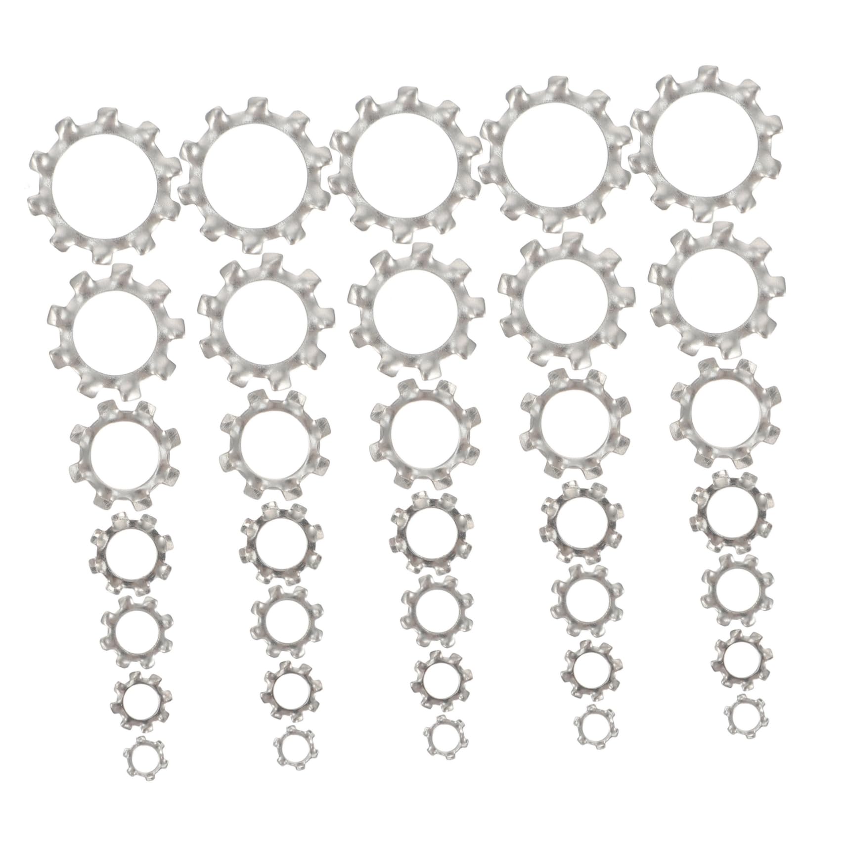 Unomor Practical External Tooth Washers 280 Pcs Set Stainless Lock Washers Serrated Star Lock Secure Fit