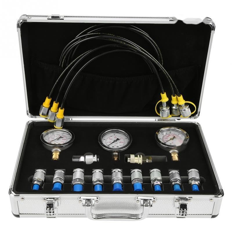 Excavator Hydraulic Pressure Test Kit with Testing Point Coupling and Gauge Professional Hydraulic Pressure Guage 1 Set