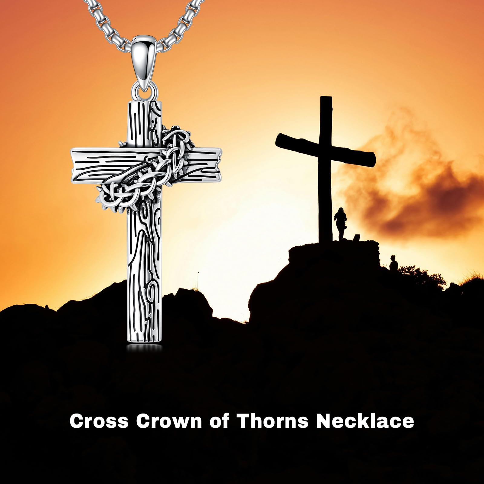 PROESS Kreuz Kette 925 Sterlingsilber Kreuz Anhänger Halskette Christlicher Schmuck Geschenke für Damen Herren