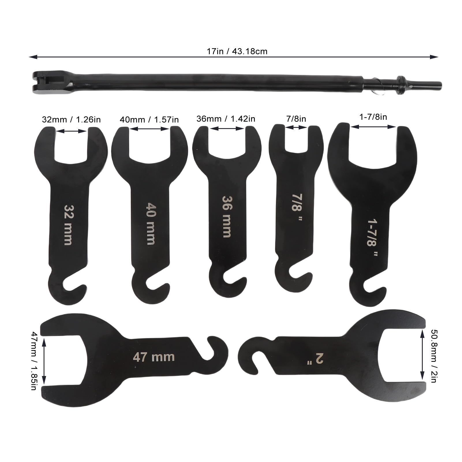 Yctze 32mm 36mm 40mm 47mm 7/8 Pollici 1-7/8 Pollici da 2 Pollici da 2 Pollici Set di Servizi Pneumatici con Manico Lungo 17 Pollici per Camion SUV, Kit di Attrezzi in Acciaio nella