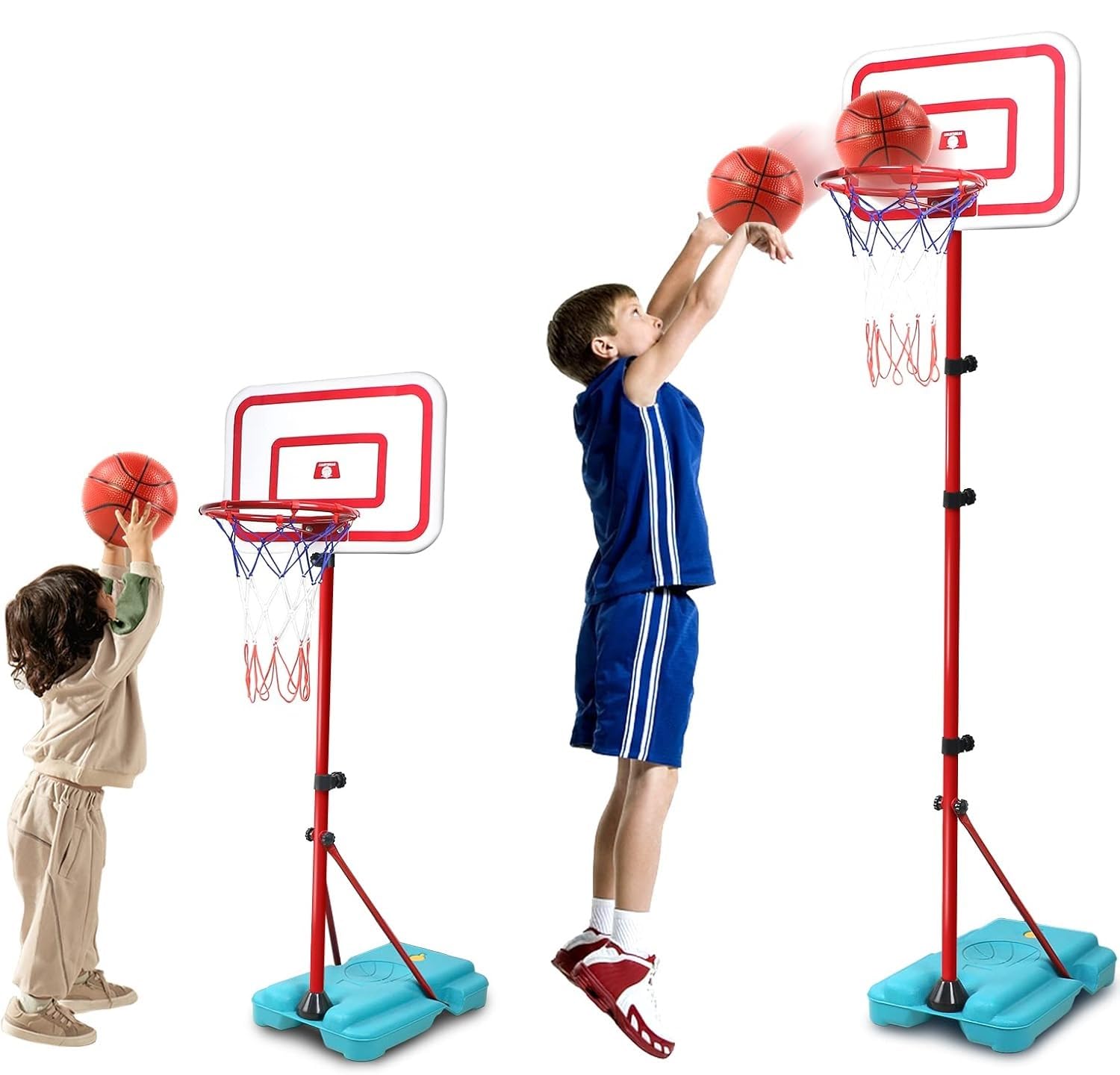 Koszykówka z poziomem wysokości 180 cm regulowana od 110 cm do 180 cm kosz do koszykówki wewnątrz na zewnątrz z podstawą do napełniania metalowy kosz z pompką kulkową z regulacją wysokości