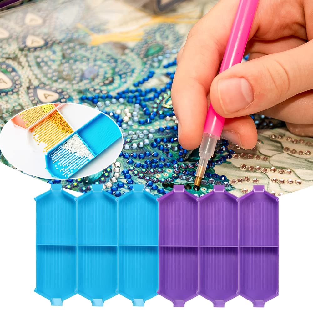 6 Rechteckige Diamant-Malerei-Tabletts – Blaue Kunststoff-Schalen Mit Stiftschlitz, Für DIY Diamantbilder & Basteln