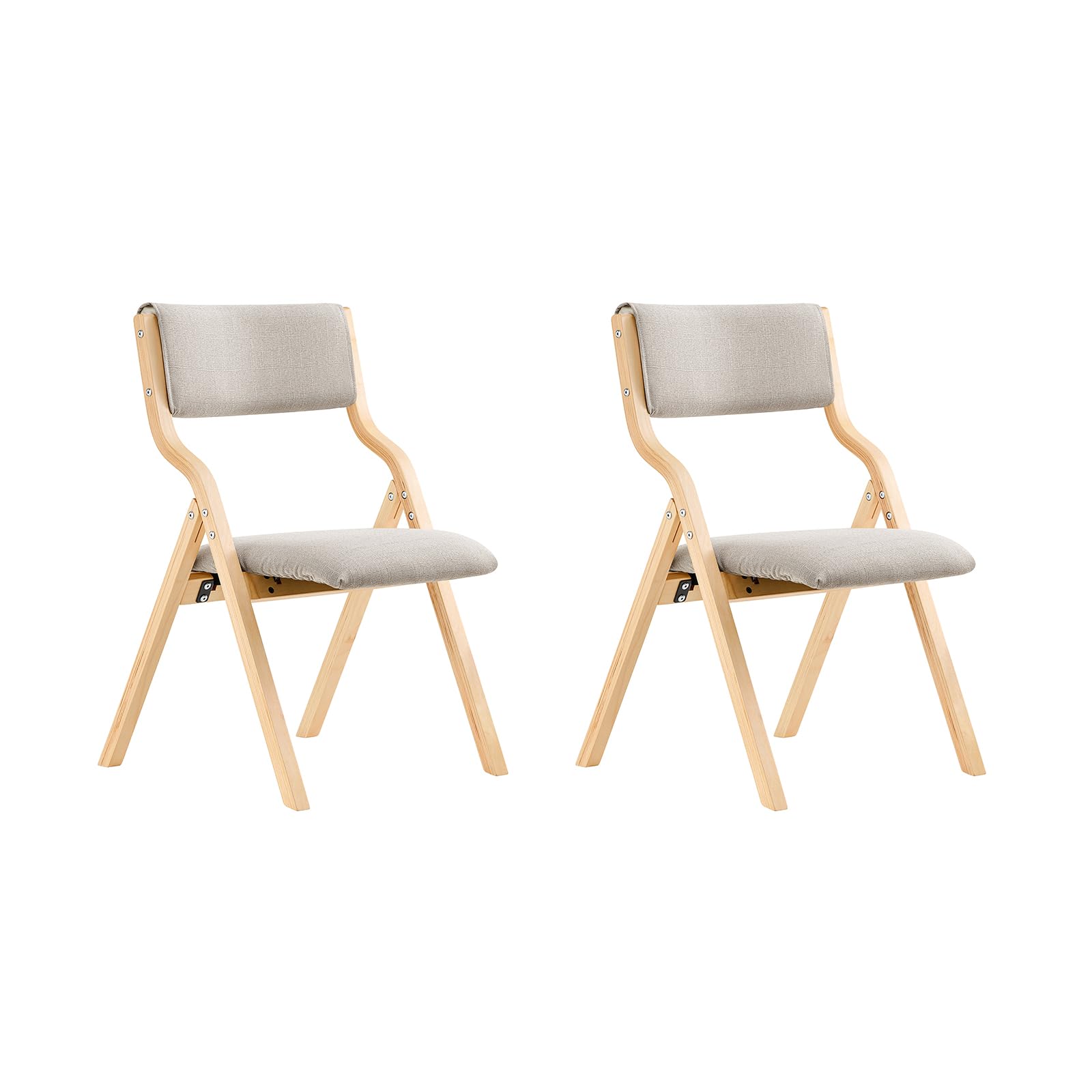 SoBuy Set mit 2 Klappstühlen aus Holz, Ergonomische Gepolsterte Küchen- und Esszimmerstühle, Klappstuhl Balkon und Büro, Ideal für Küche, Balkon, Garten, Camping, Grau FST40-HGx2