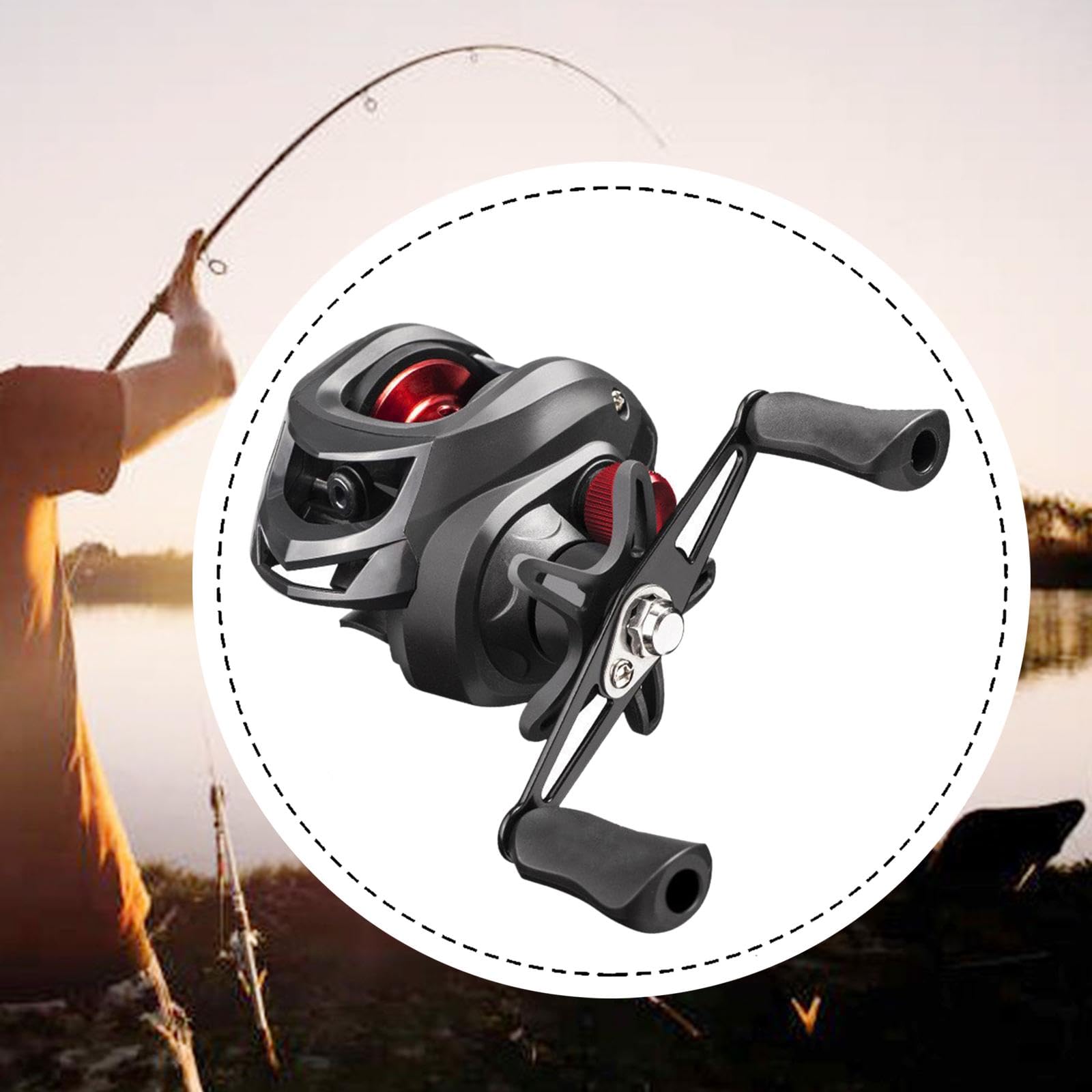Harilla 7,2:1 Übersetzungsverhältnis High Baitcaster Angelrolle Baitcasting Rolle 12+1BB bis zu 8kg 15 Level Magnetbremse für Salzwasser Süßw