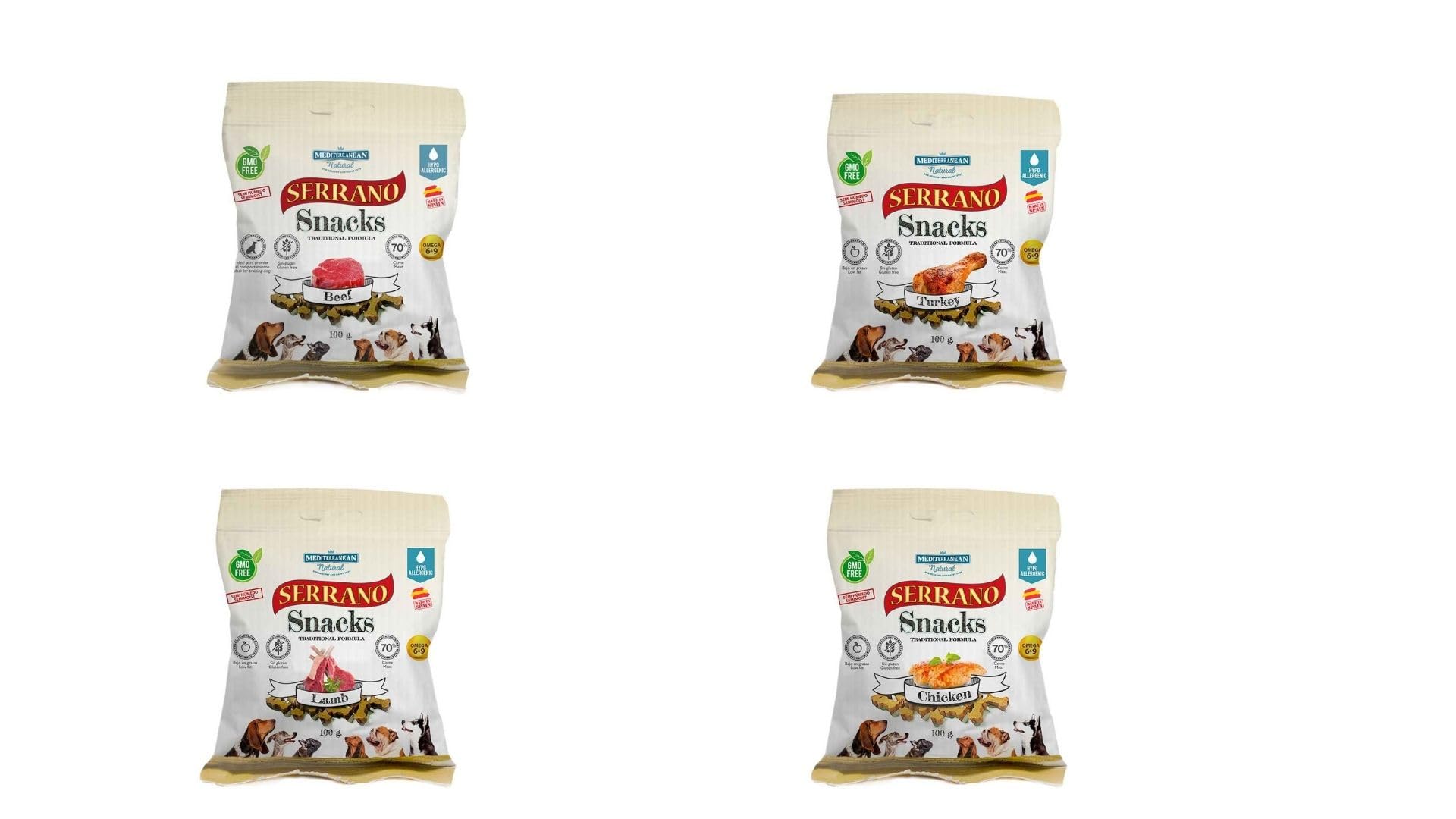 Mediterranean Natural Serrano Snacks para Perros 12X100 GR Mixes (Carnívoro)