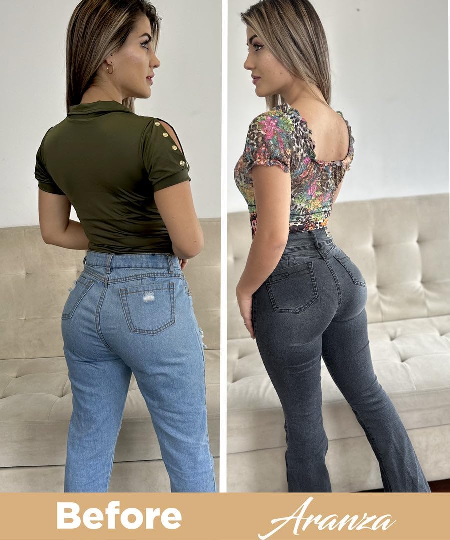 Pantalones Colombianos Levanta Cola | Butt Lifting Jeans for Women Colombian Jeans for Women Butt Lift Boot Cut Jeans Blue - Image 2