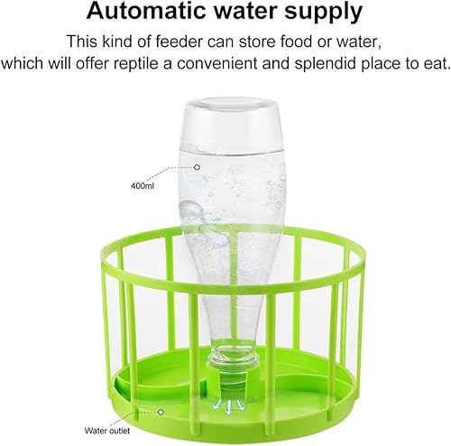 Miniatura 9 de TEHAUX Alimentador de agua de tortuga, botella de agua para reptiles, alimentadores automáticos de tortugas de plástico, dispensador de mascotas,