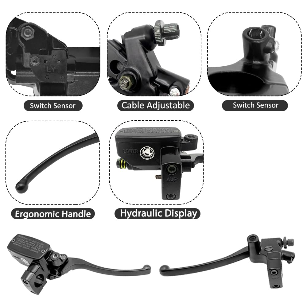 Palanca de embrague de Cilindro maestro Bomba de freno izquierdo y derecho para Honda VT600 VT750 VT1100 VT1300 VTX1300 VF750 (Negro)