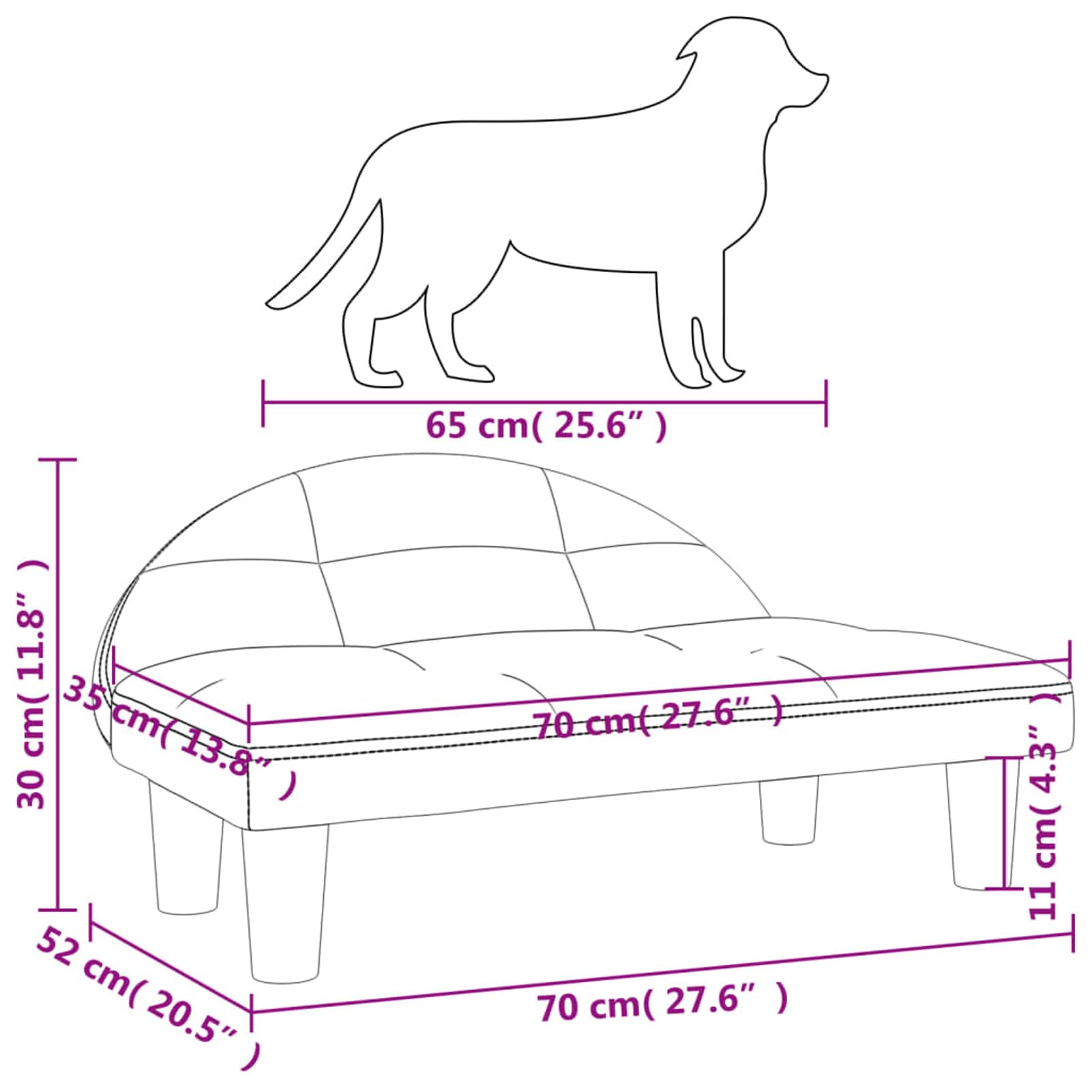 LAPOOH Lettino per Cani Grigio Chiaro 970x52x30 cm in Velluto,Articoli per Animali,Animali Domestici - Articoli,Articoli per Cani,Lettini per Cani(SPU:171939)