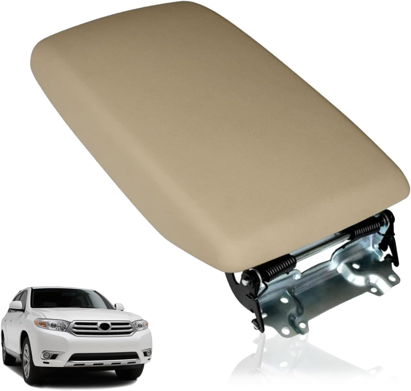 Center Console Lid Armrest with Bracket Compatible with Toyota Highlander 2008-2013 Replaces 58905-0E040-E0 Arm Rest Box Lid Middle Console Beige