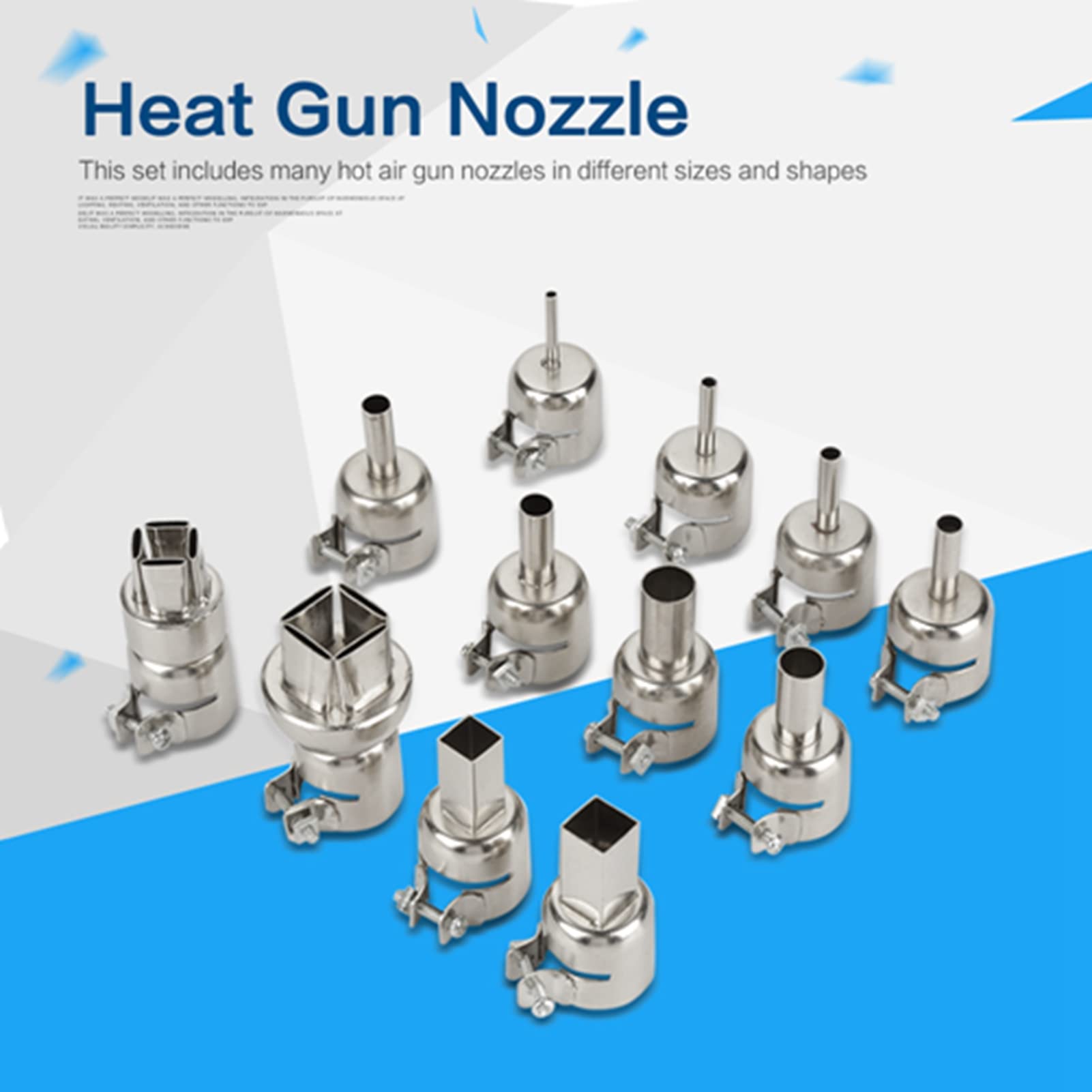 QANYEGN 12Pcs Hot Air Tool Nozzle Kit, Hot Air Welding Nozzle for 850 Hot Air Welding Station Repair Tool Accessory