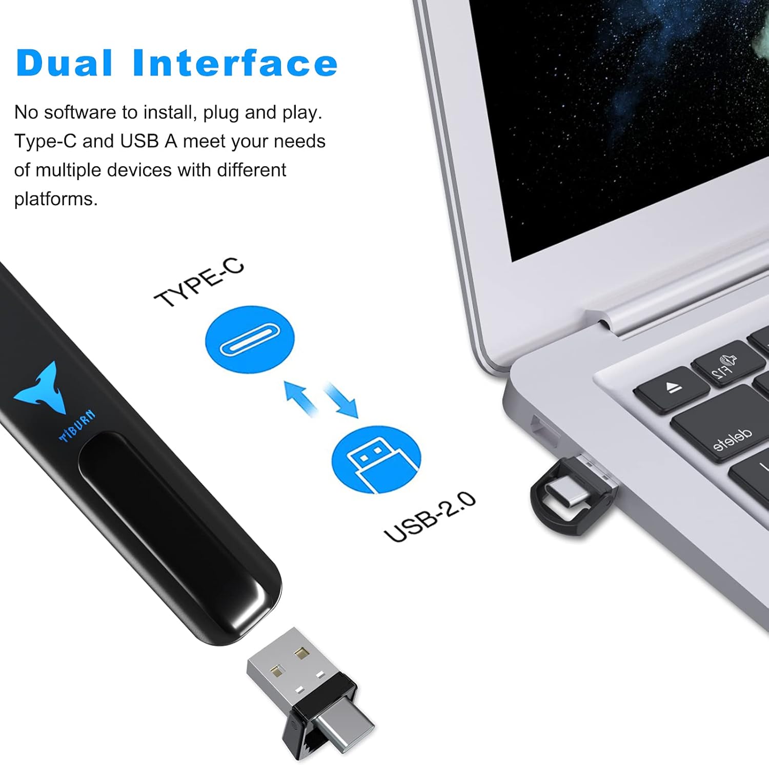 Presentation Clicker with Laser Pointer, TIBURN Laser Wireless Presenter USB-A/USB-C 2 in 1Laser Presentation Remote Clicker Slide PPT Presenter for Mac/Win/Computer/Laptop : Office Products