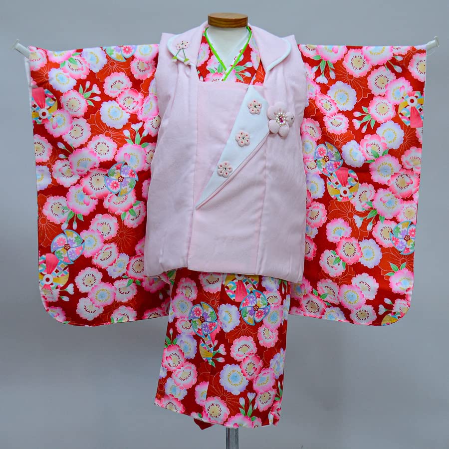 Amazon.co.jp: 七五三 三歳 女児 被布着物フルセット 百花繚乱 半衿 