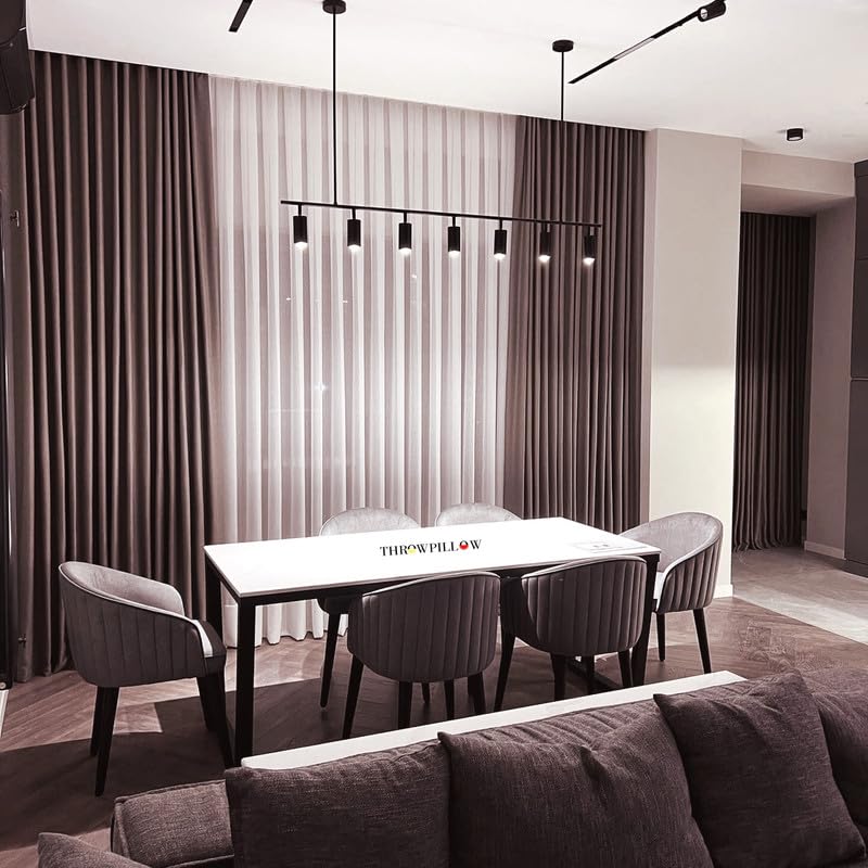 Image of WWW.THROWPILLOW.IN 52 inch Wide Customised Curtains for Living Room Bedroom, Luxury Designer Curtains 10 feet Long Set of 2,Heavy Faux Brown Linen Textured Channel Track Ring Clips Curtains (10 Foot)