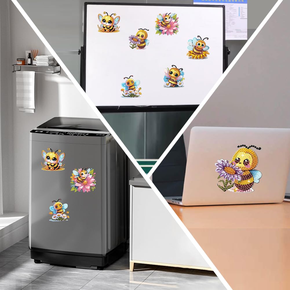 Fiorky 6Pcs Special Shape Fridge Magnet White Fx Diamond Art Magnets Decals Refrigerator Magnet for Fridge Whiteboards Car Mailbox Decor - Image 3