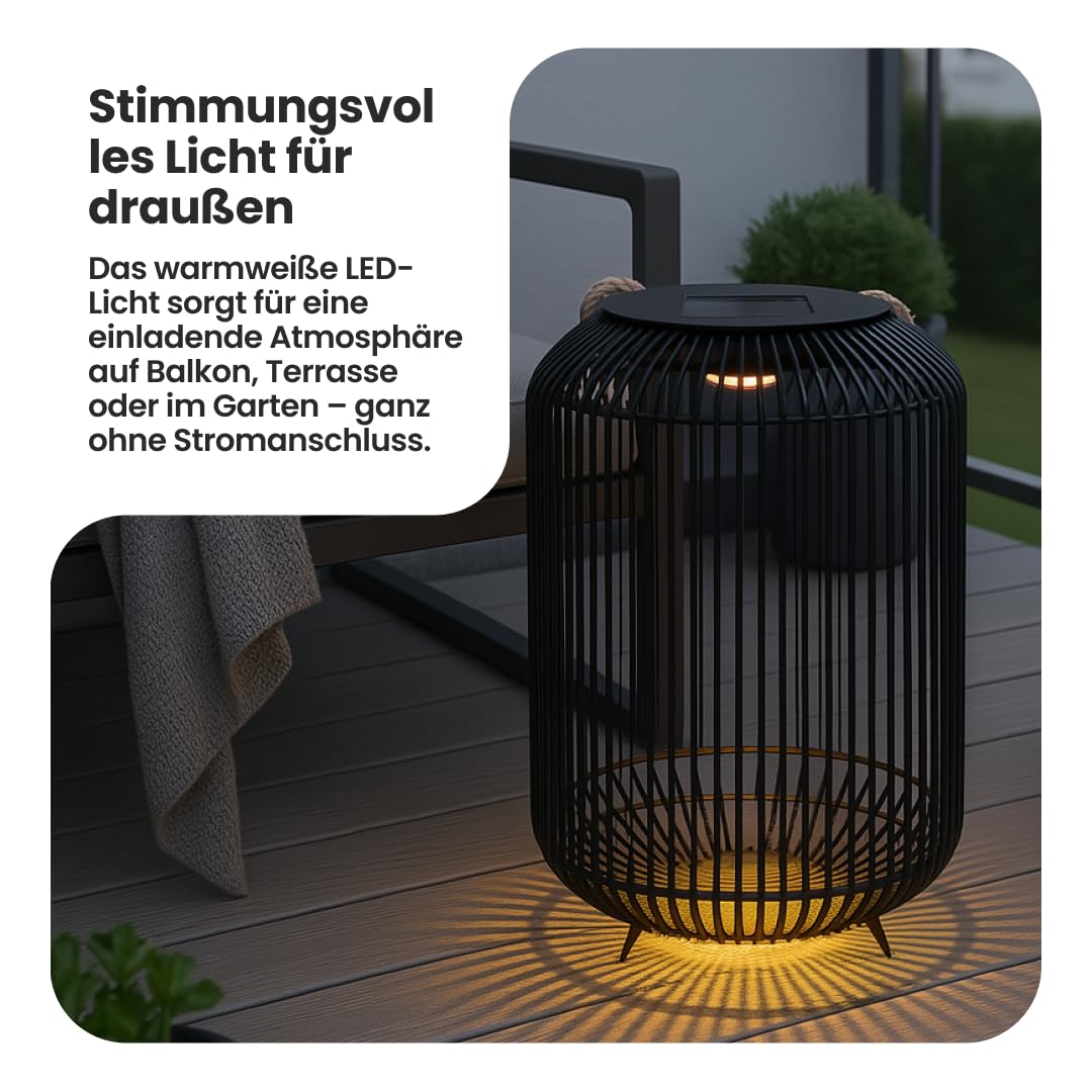 Best Season Solar LED Deko-Korb Sunlight 48cm - Dämmerungssensor