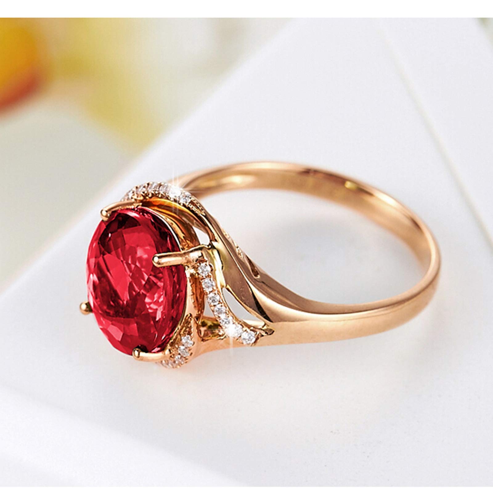Beydodo Pierścionki z różowego złota, 18 K, owalne, turmalinowe, 2,1/3 ct, bez niklu, pierścionek damski z diamentem e różowe złoto, 61 (19,4), colore: 2.1ct, cod. TLLWGZ1034