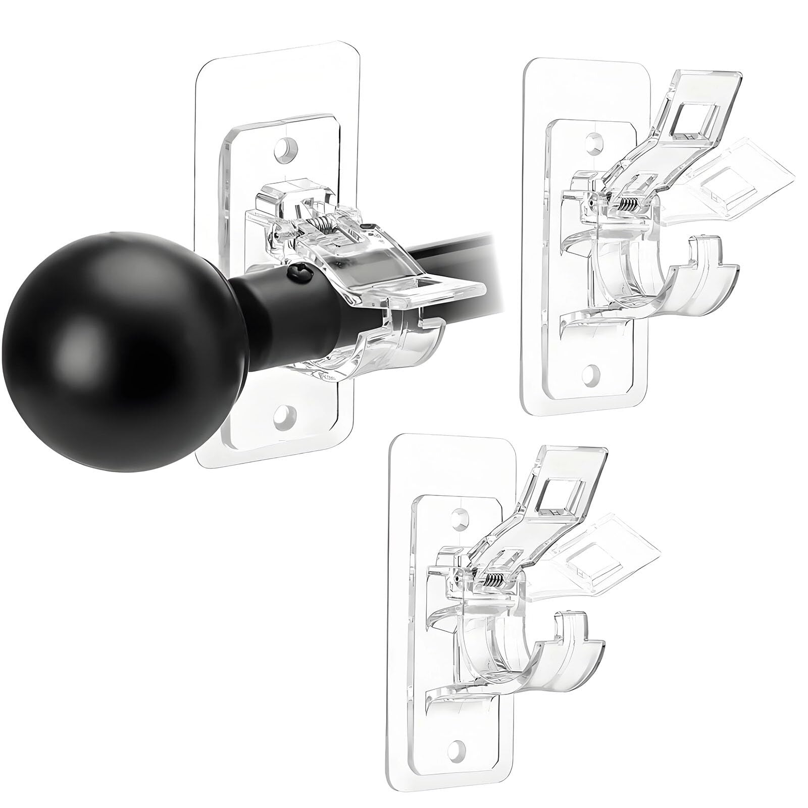 Curtain Pole Brackets, 2Pcs Self-Adhesive No Drill Curtain Pole Brackets