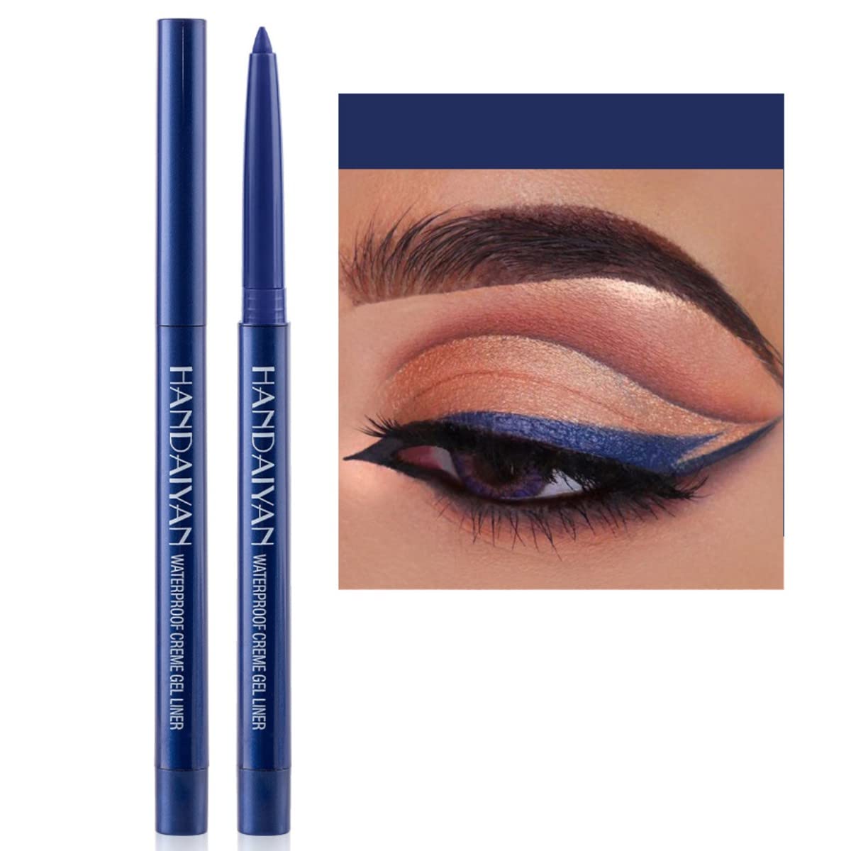 eyeliner pencil retractable eyeliner creamy pigmented smudge proof eye liner pen shimmer Dark Blue