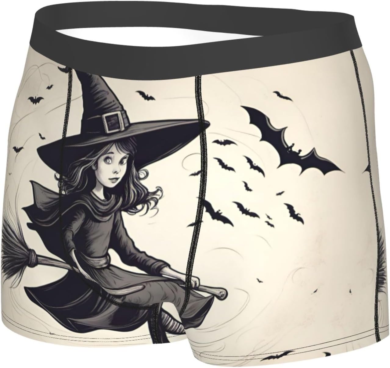 Halloween Witch Flying Print Boxers For Menâ€“full Print Mens Underwear Boxer Briefs,Comfortable Boxers For Men