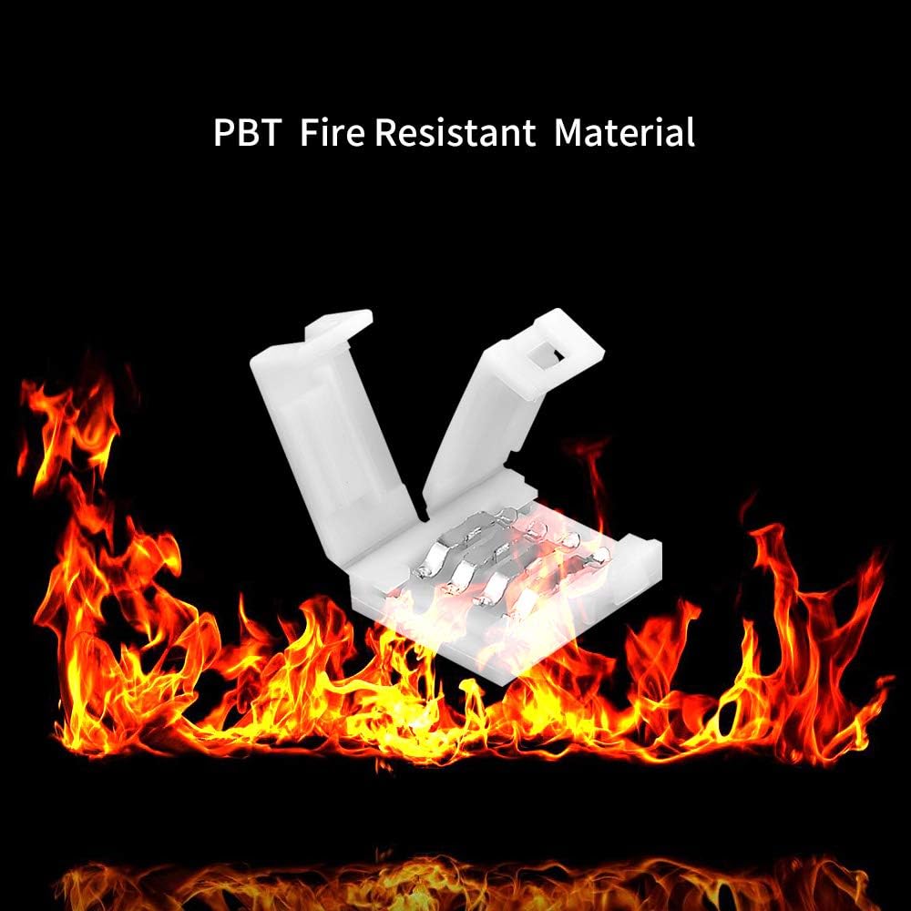 30Packs 4-Pin LED Strip Connectors, Unwired Solderless LED Light Connectors for 10mm SMD5050 RGB LED Light Strips