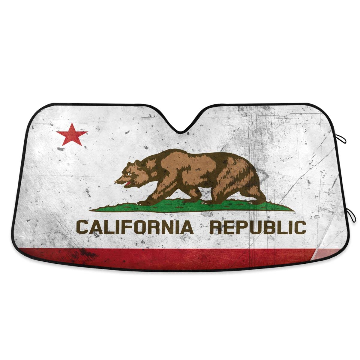 State of California Grunge Flag Car Windshield Sun Shade Blocks UV Rays Sun Visor Protector Foldable Sun Reflector Keep Your Vehicle Cool, 57 x 31.5 inches
