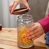 Vista 3 de ANSQU Tarro de Almacenamiento de Vidrio Vintage, Recipiente de Tarro de Almacenamiento de Vidrio con Tapa de Madera Hermética para Encimera