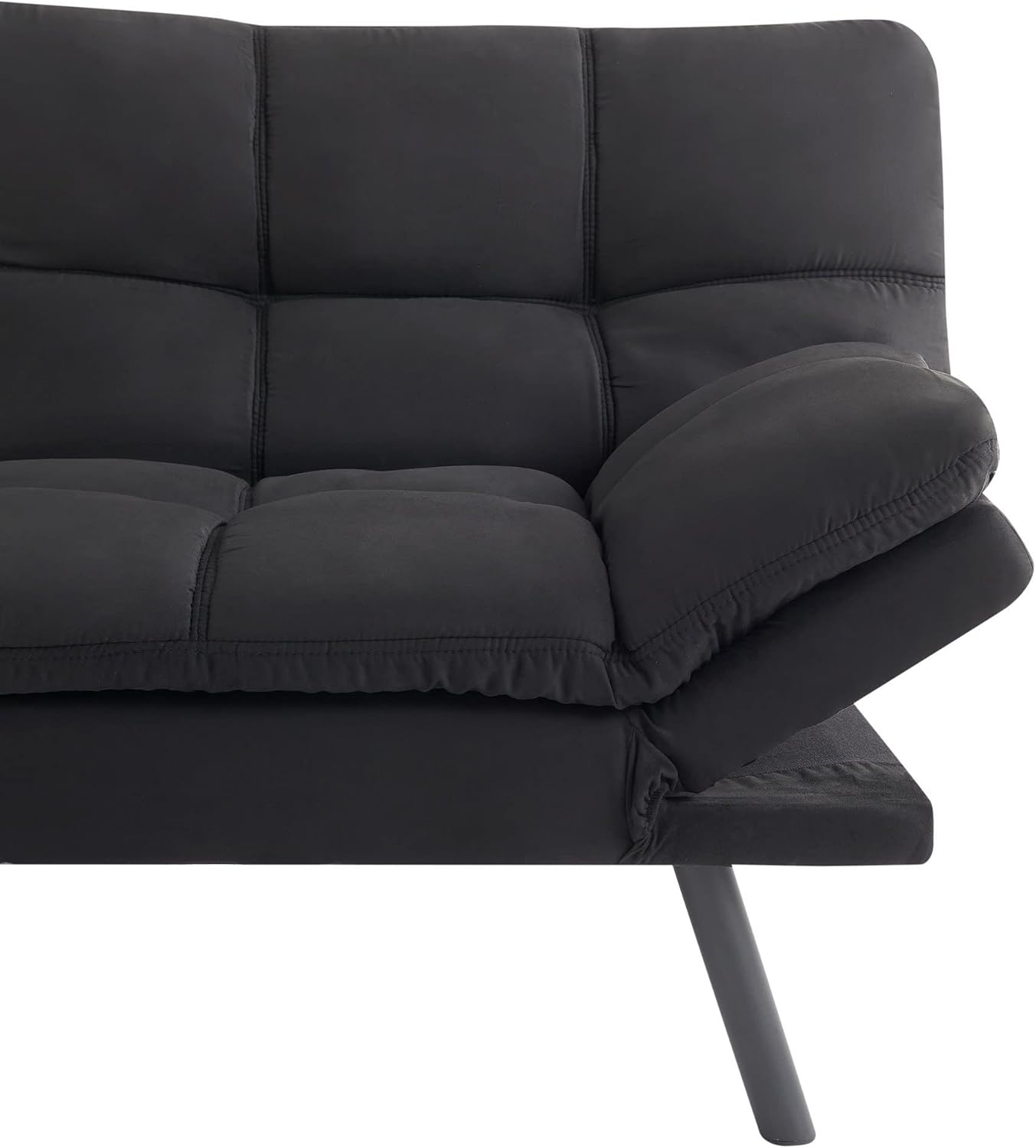 FIOXA Memory Foam Futon, Black Faux Suede Fabric (Color : Black)