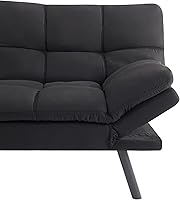 Vista 3 de FIOXA Futón de espuma viscoelástica, tela de gamuza sintética negra (color: negro)