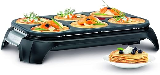 Tefal Crep Party Inox, Design, 6 Empreintes, Crêpes, Blinis, Pancakes, Thermospot, Rangement...