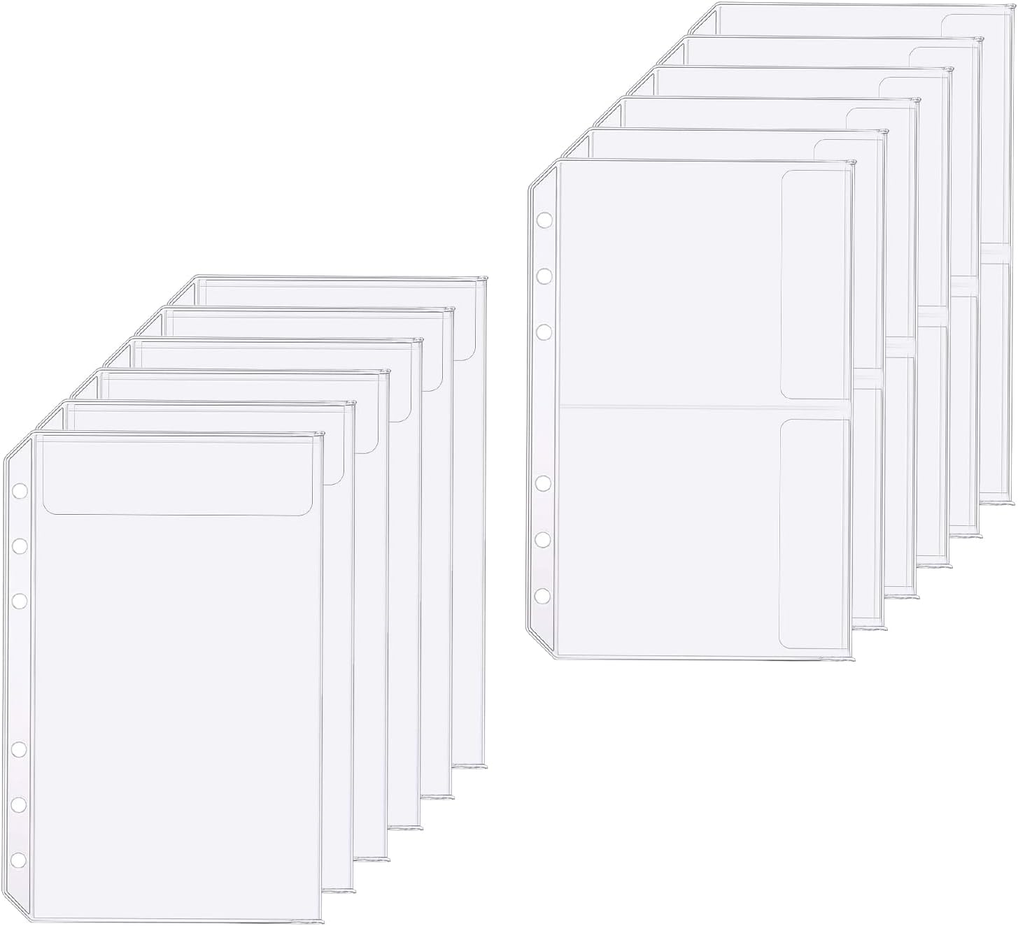 CiCiKiea Binder Pockets, 12pcs A6 Size 6 Holes Binder