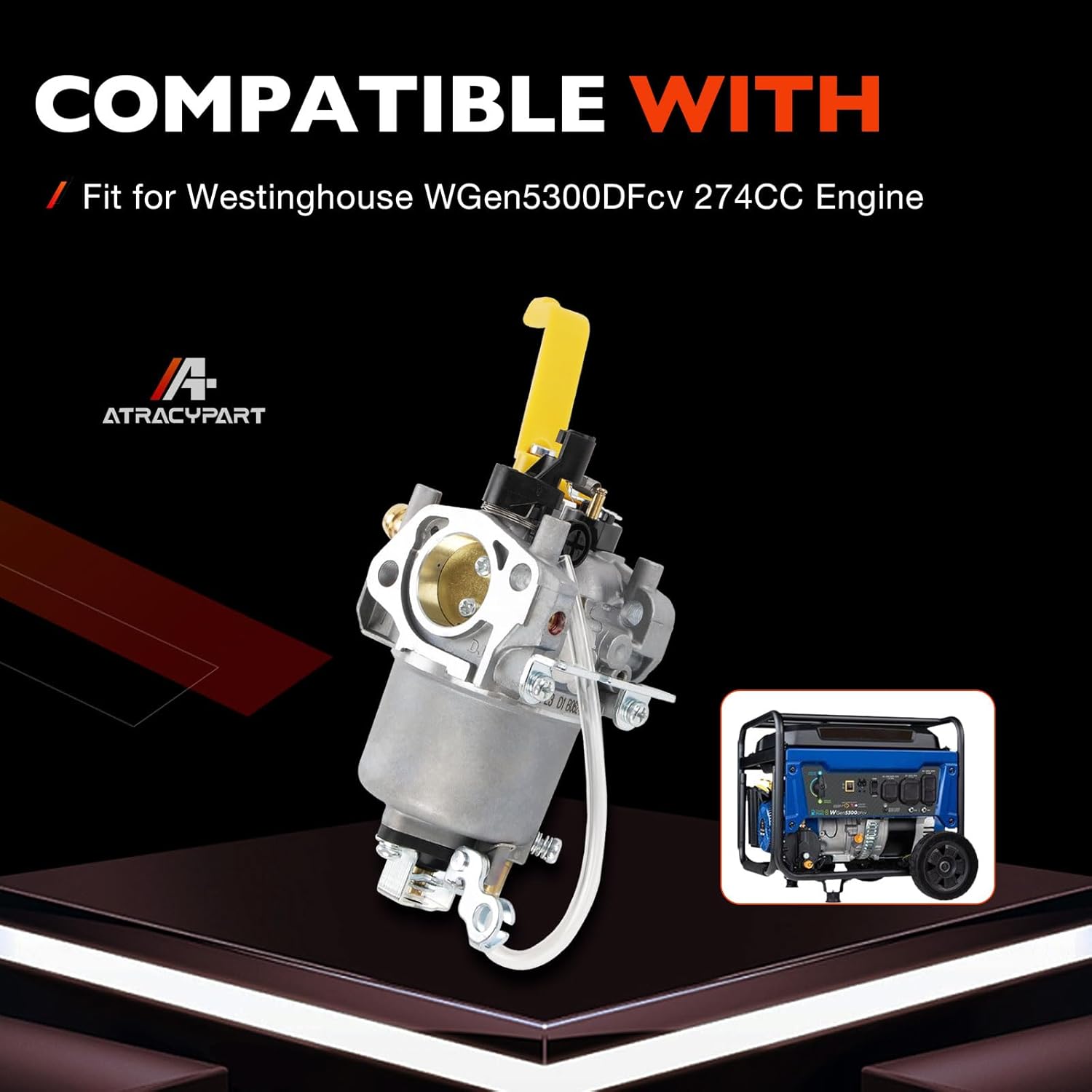 Carburetor Carb Replacement Compatible with Huayi Westinghouse WGen5300DFcv Dual Fuel Portable Generator with 274CC Engine