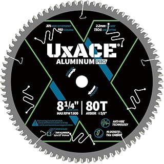 8-1/4-Inch 80-Tooth Circular Saw Blade, 5/8-Inch Arbor, Aluminum, Non-Ferrous Metal Cutting Blade, Carbide Tip, Thin Kerf, for Thin Aluminum, Plastic, Composite