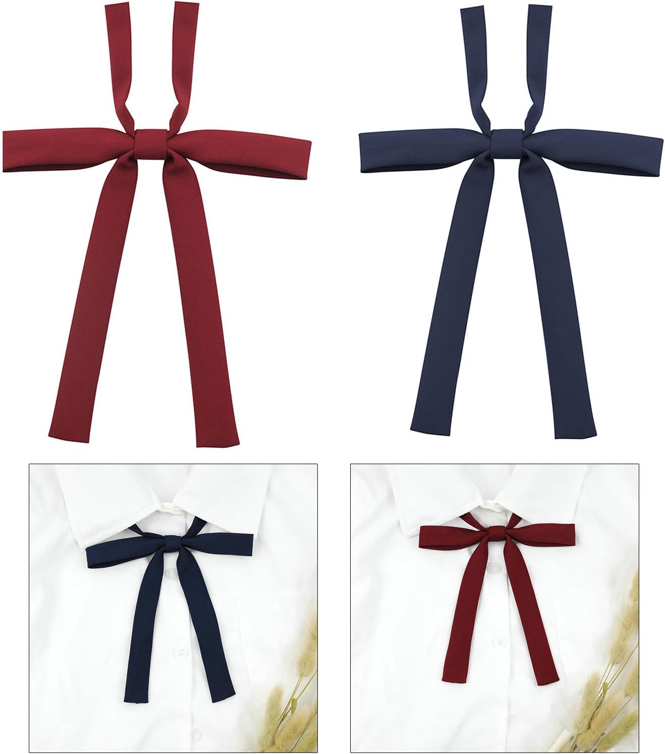Fashion Bowknot Neckties For Students Unisex Solid Color Necktie Knot Free Cute Neckwear Girl Boys Uniform Accessories Bow Tie Student Adjustable Neck Ties For Women Girl Handmade Pre-tied Tie