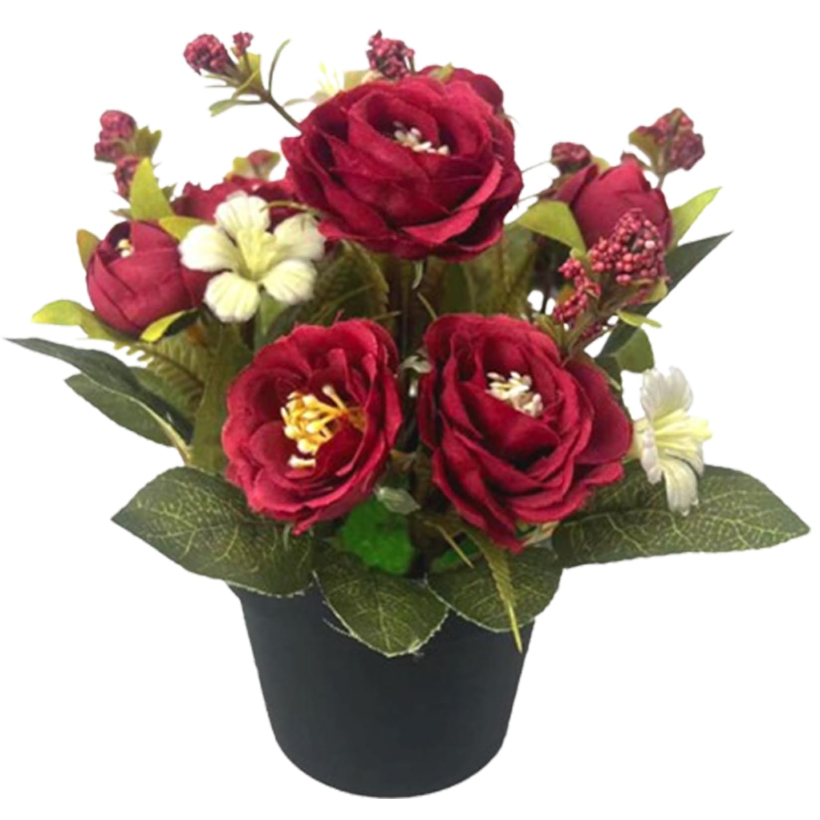 Fleurs artificielles en pot roses de 18 cm de hauteur pour interieur