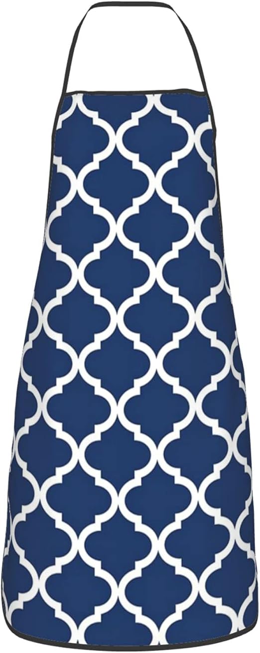 Apron Navy Blue White Quatrefoil Aprons for Man Women, Durable