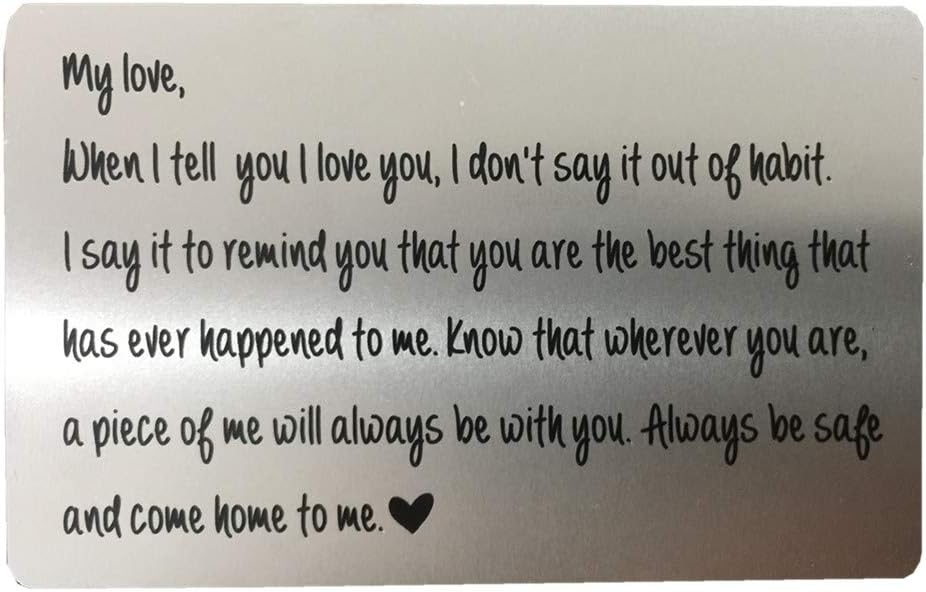 Engraved Wallet Insert Card Personalized Unique Gift For Boyfriend Or Husband As Anniversary, Christmas Day, Graduation and Father's Day Gift from Wife Groom's Gifts for Men Romantic Gifts for Him