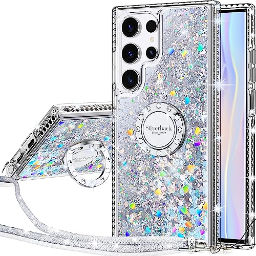 Miss Arts per Samsung Galaxy S23 Ultra, Cover in Silicone con Paillette Glitterate di Lusso e Supporto, Gel Liquido Protettiva, Argento Miss Arts per Samsung Galaxy S23 Ultra, Cover in Silicone con Paillette Glitterate di Lusso e Supporto, Gel Liquido Protettiva, Argento