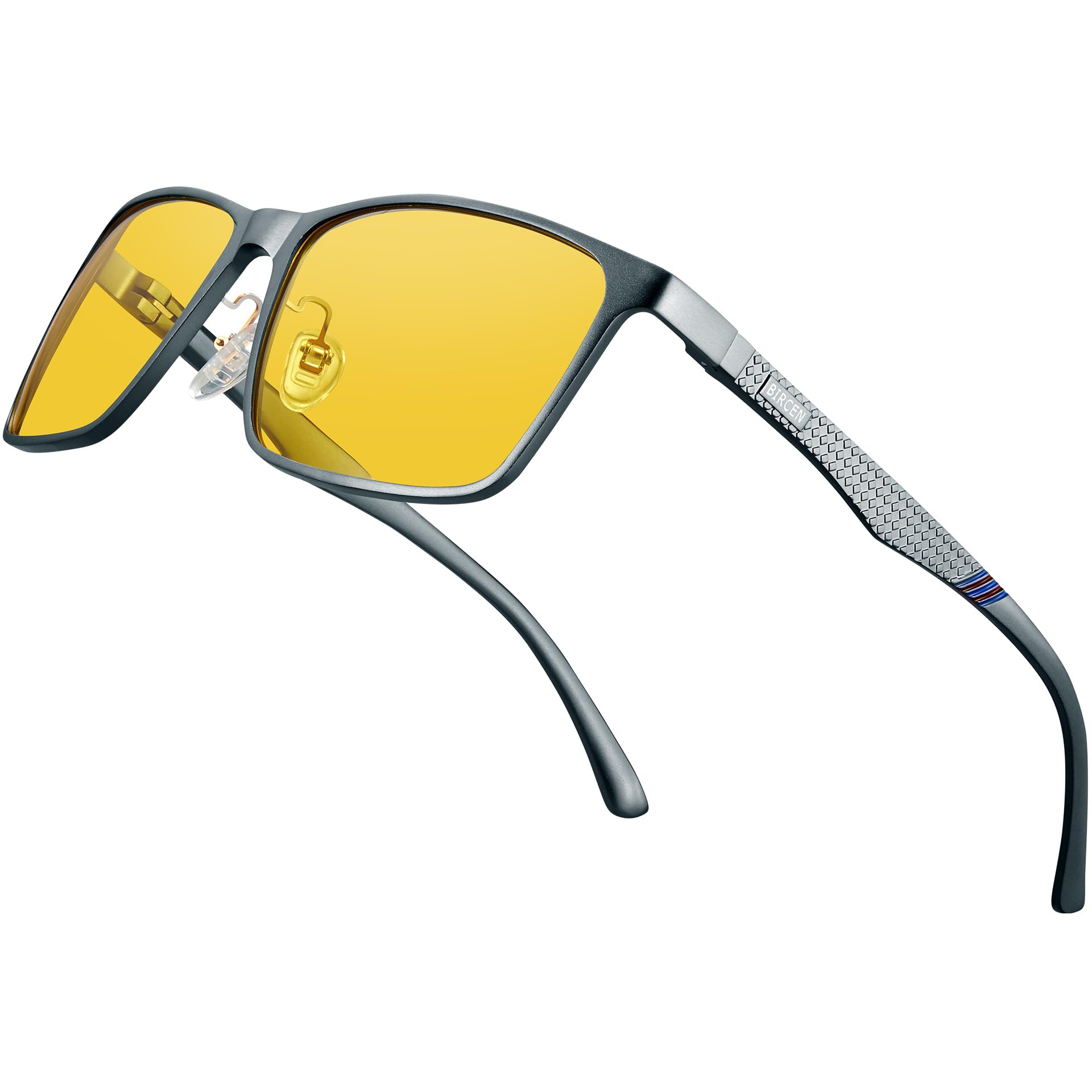 Bircen Night Vision Glasses for Driving: HD Anti Glare Metal Frame Night Driving Glasses for Men