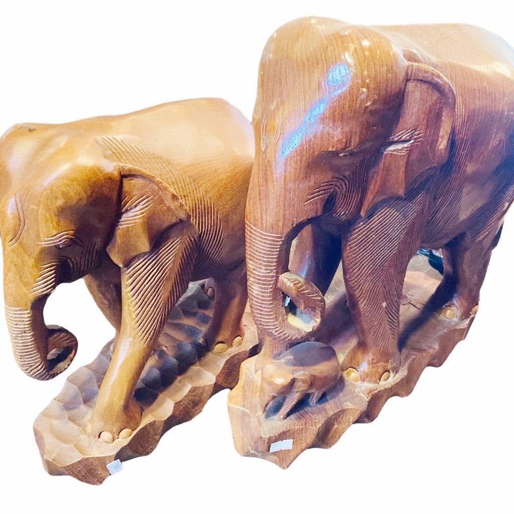 Amazon.co.jp: C01074 置物 木彫り オブジェ 工芸品 象 ゾウ