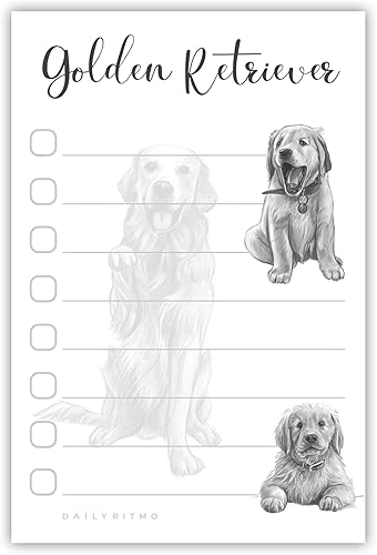 Golden Retriever - Bloc de notas adhesivo para lista de tareas  Regalos para amantes de Golden Retriever para mujeres  Notas adhesivas para perros