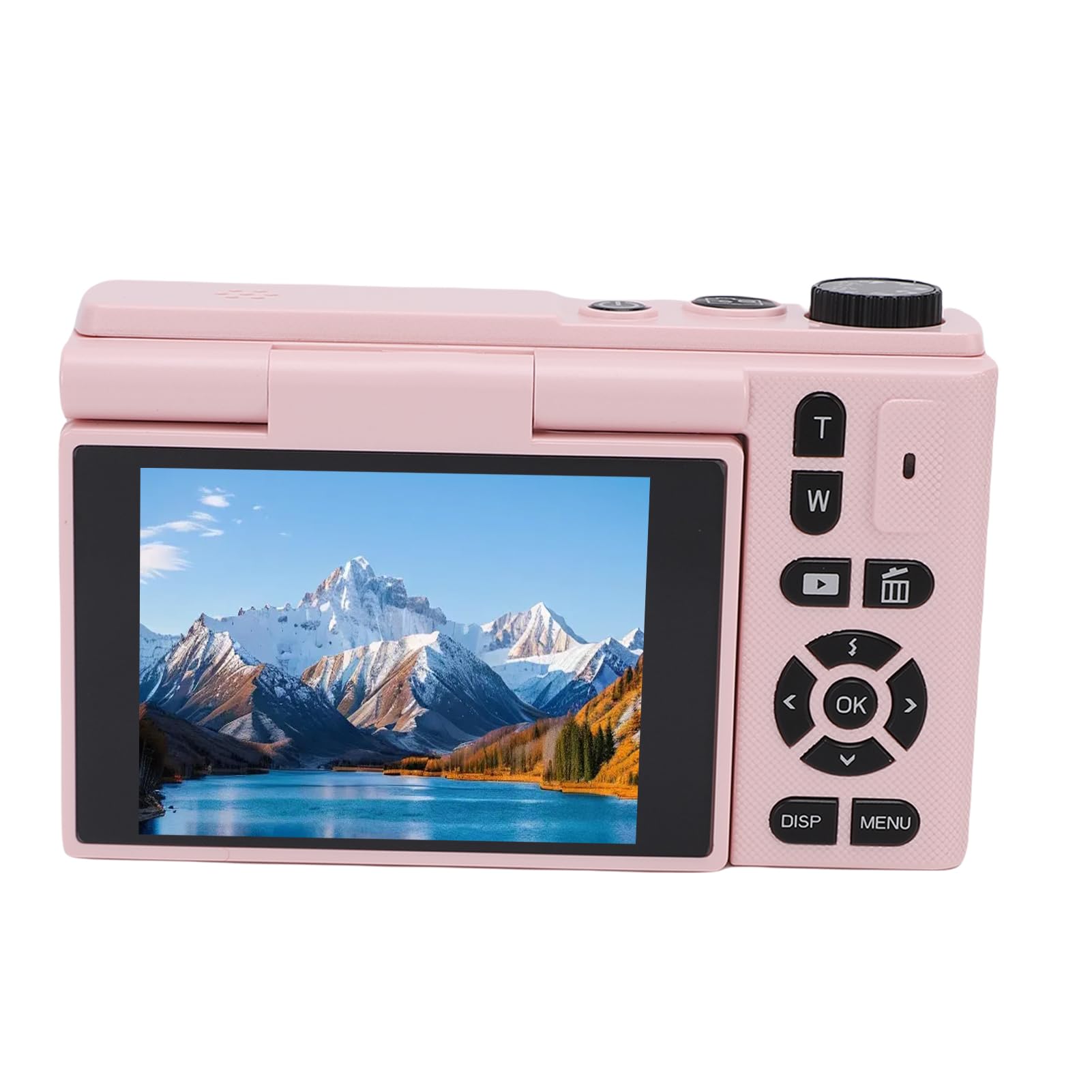 Asixxsix Fotocamera digitale, fotocamera ABS per vlogging da 5K 75MP con zoom 18X e schermo ribaltabile da 2,8 pollici a 180°, filtri creativi, batteria a lunga durata (PINK)