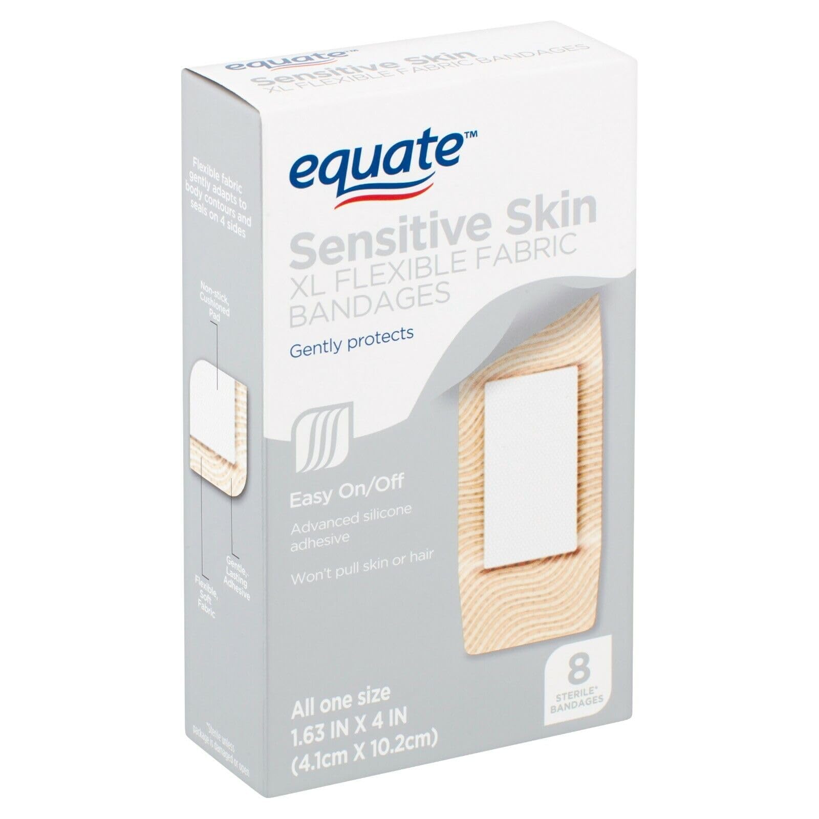 Vendajes de tela flexible XL Sensitive Skin 8 Ct