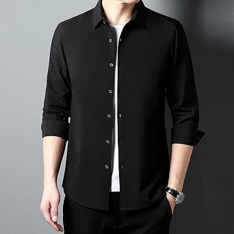 Men's Striped Casual Loose Long Sleeve Shirt Classic Vertical Striped Beach Vaction Dress Shirts Summer Shirt