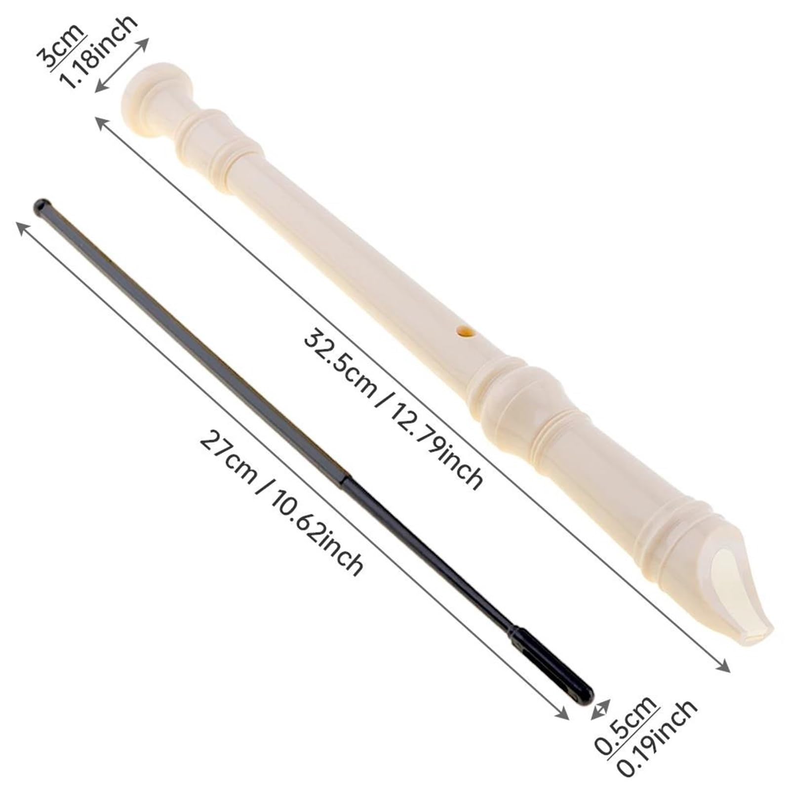 Flet Prosty Flet Prosty Sopranowy W Stylu Niemieckim. Plastik ABS Instrument Przyjazny Dla Początkujących(Cream White)